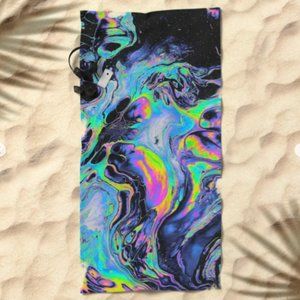 Trippy acid rainbow beach towel